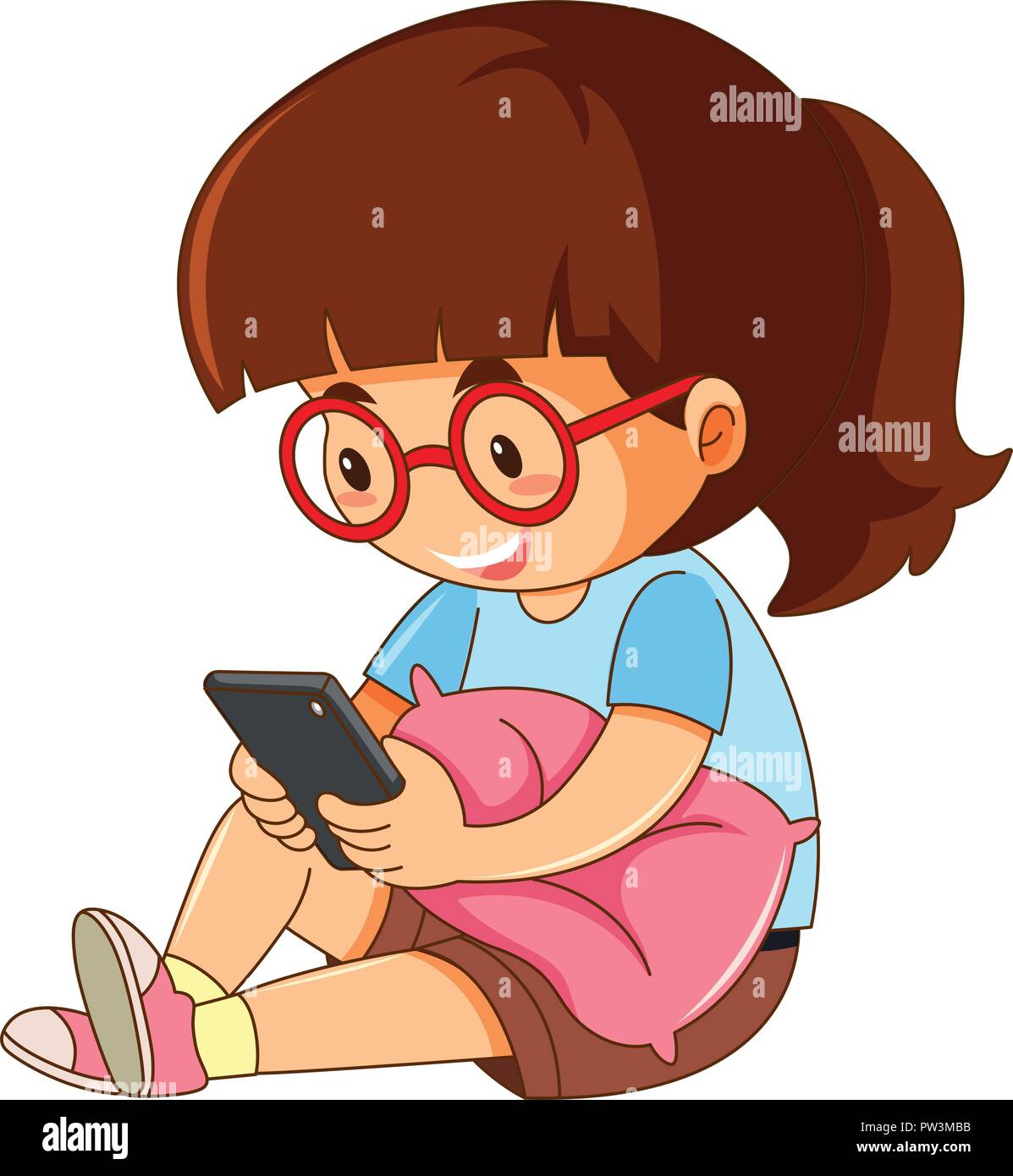 A girl playing phone on white background illustration Stock Vector ...