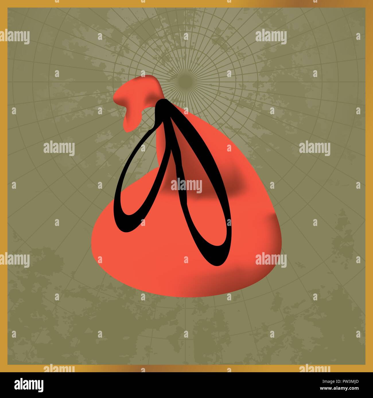 Icon with a shoulder bag field map Stock Vector