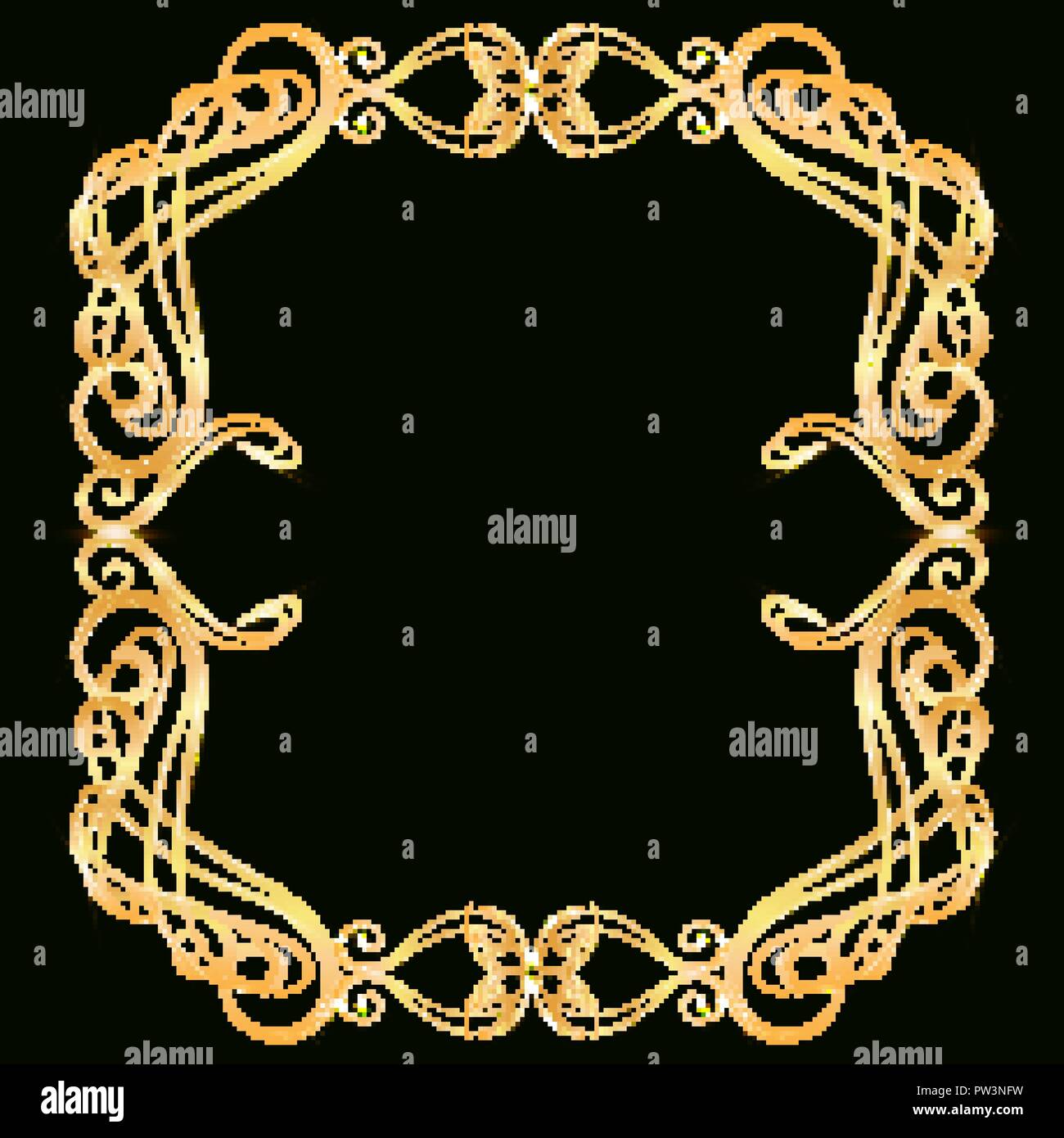 Decorative gold frame with gold elements, on a dark background, for invitation  cards, wedding card decor, blank for the cover design Stock Vector Image &  Art - Alamy