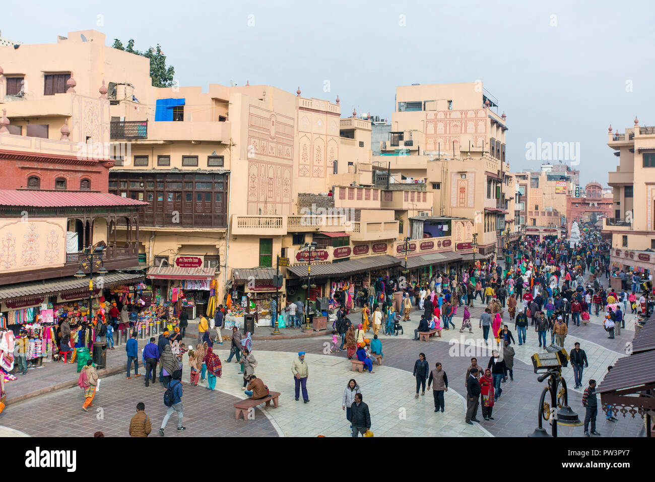 India, Punjab, Amritsar, Heritage Street, pedestrian only walking street to the Golden Temple Stock Photo