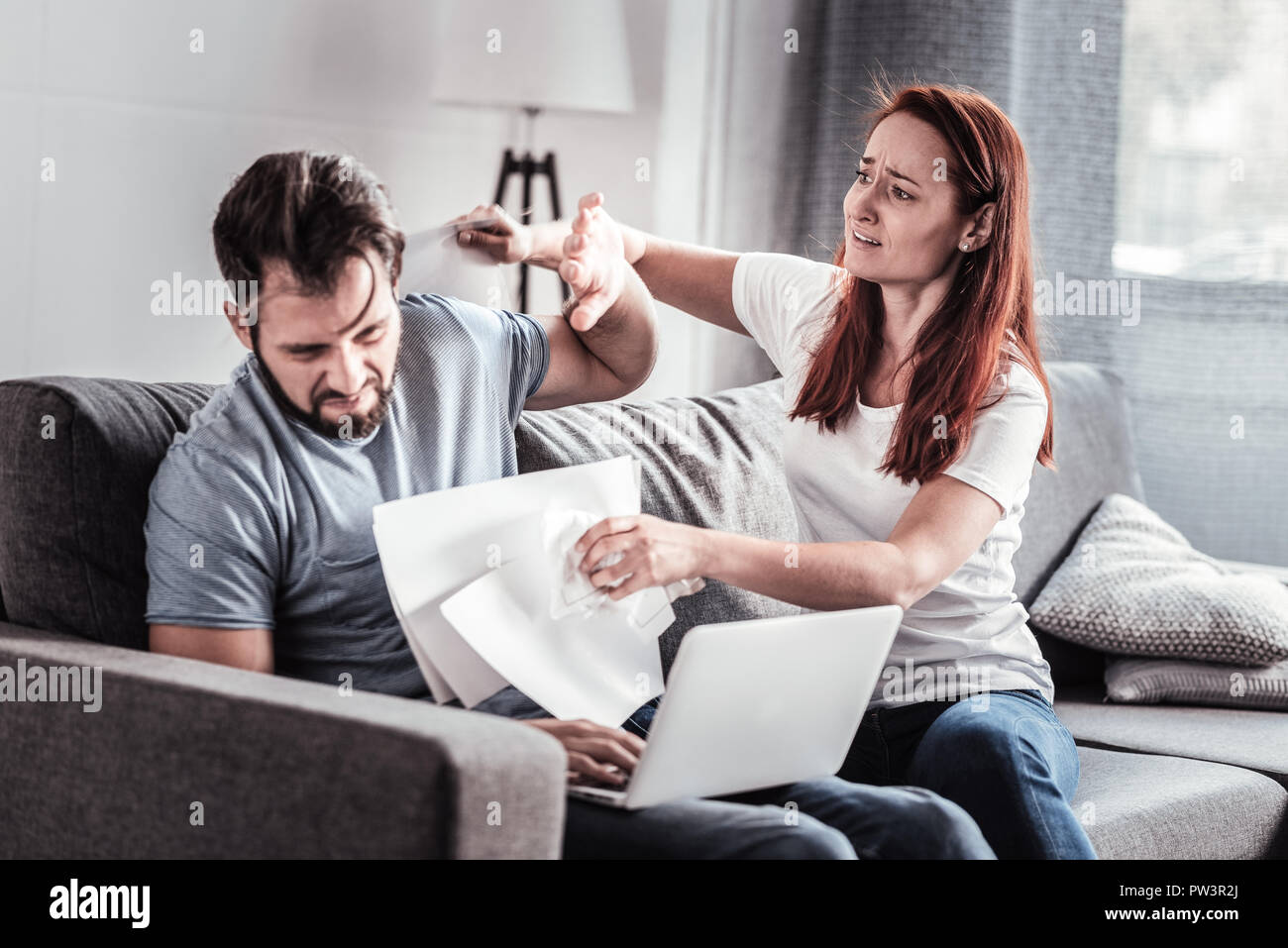 Nice unhappy couple having an argument Stock Photo - Alamy