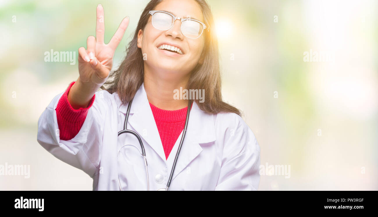 Woman doctor showing peace victory hi-res stock photography and images -  Alamy
