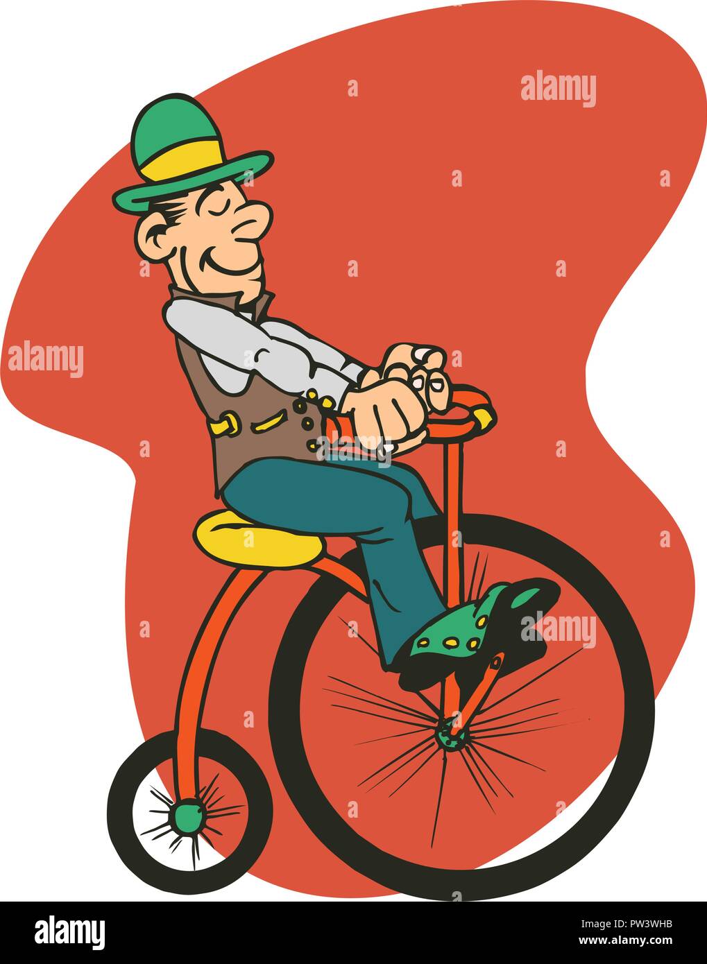 Seseorang Menaiki Sepeda Tua Kartun Stock Vector Image Art Alamy
