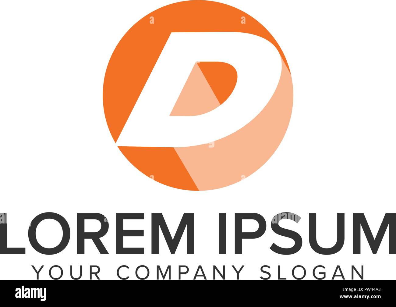 letter D circle shadow logo. negative space design concept template ...