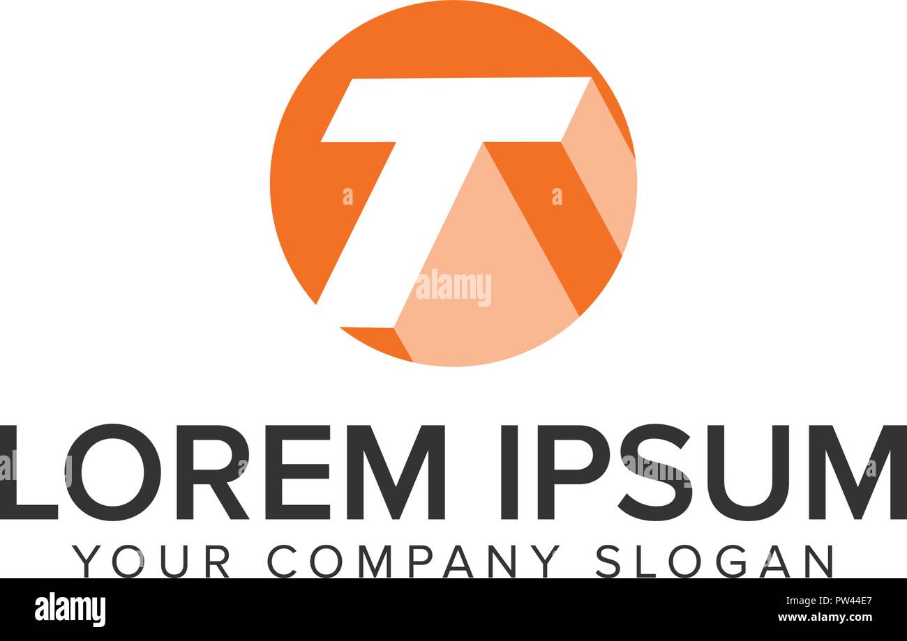 letter T circle shadow logo. negative space design concept template ...