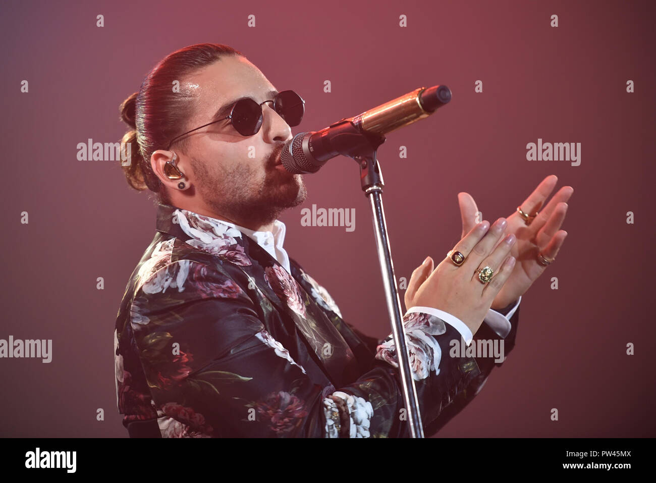 Napoli, Italy. 11th Oct, 2018. Colombian reggae-ton singer and songwriter  Juan Luis Londoño Arias, better known by his stage name Maluma, performs  live on stage at PalaPartenope in Napoli during his "F.A.M.E