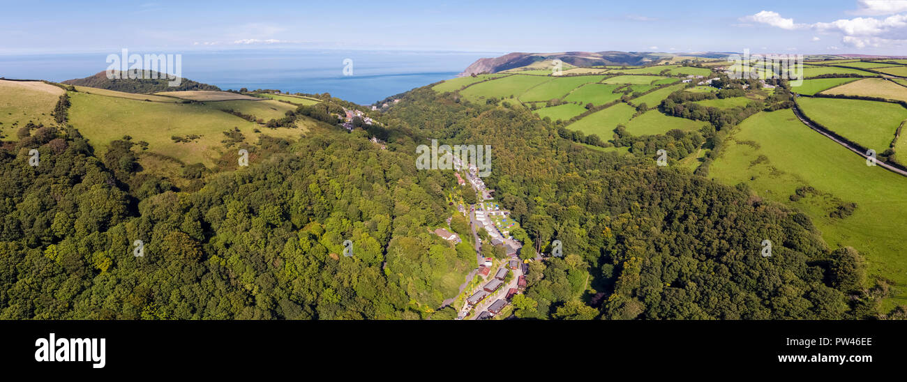 United Kingdom, Devon, Exmoor, Lynton, wooded valley on the north Devon coast Stock Photo