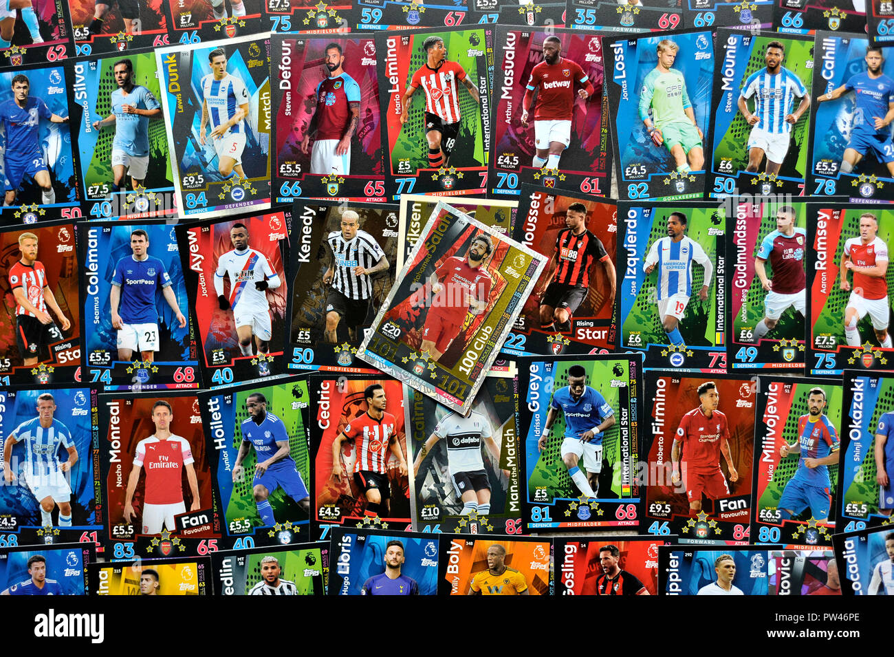 English Premier League Topps Match Attax trading cards Stock Photo