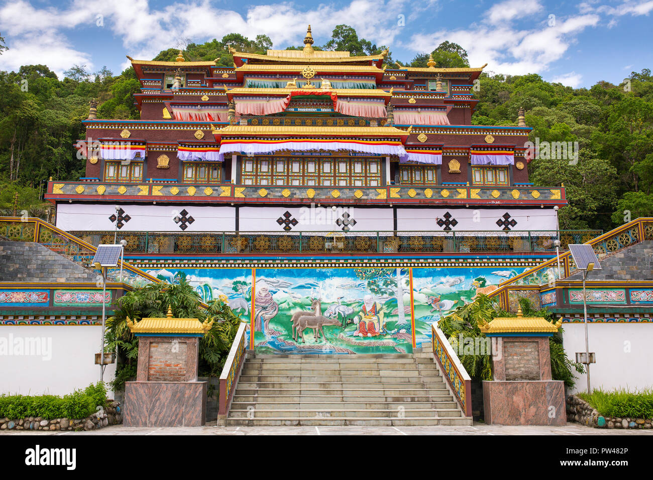 Ranka (Lingdum or Pal Zurmang Kagyud) Monastery in Gangtok. Stock Photo