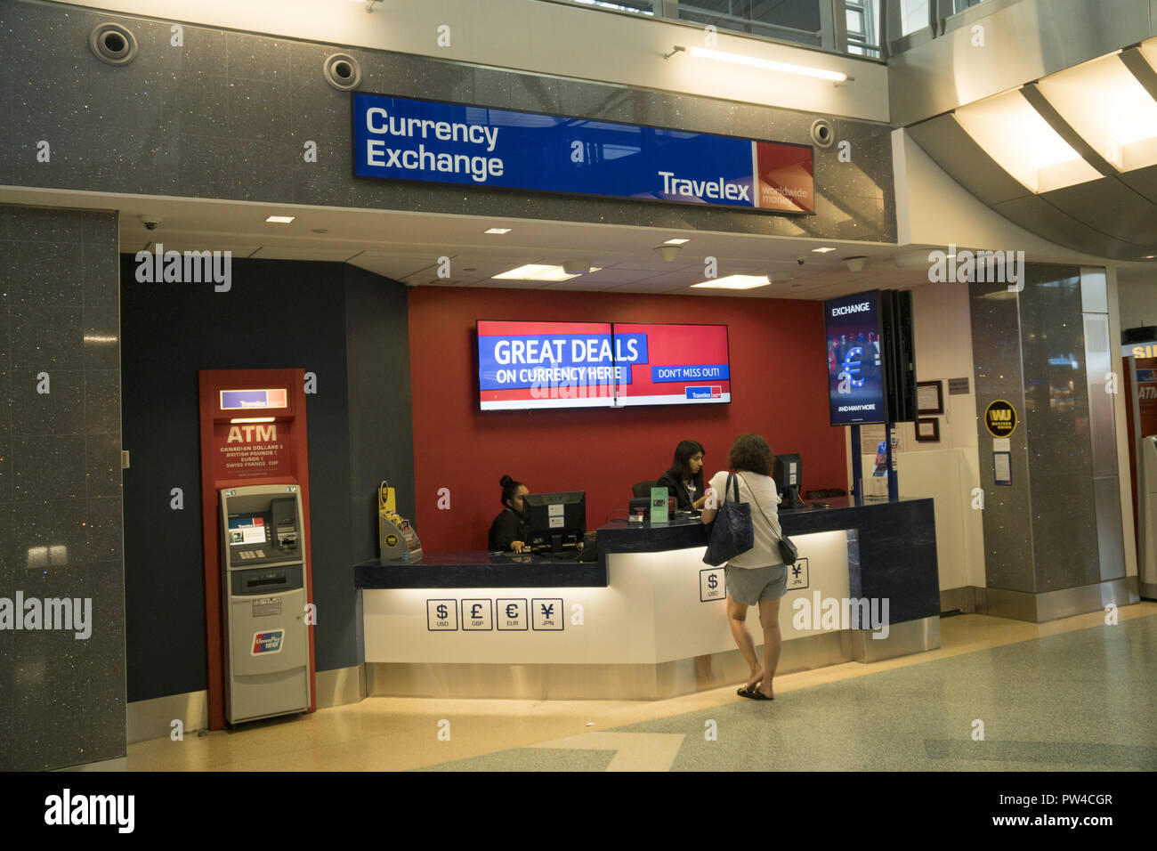 Currency Exchange at an intrnational terminal at JFK Airport in New