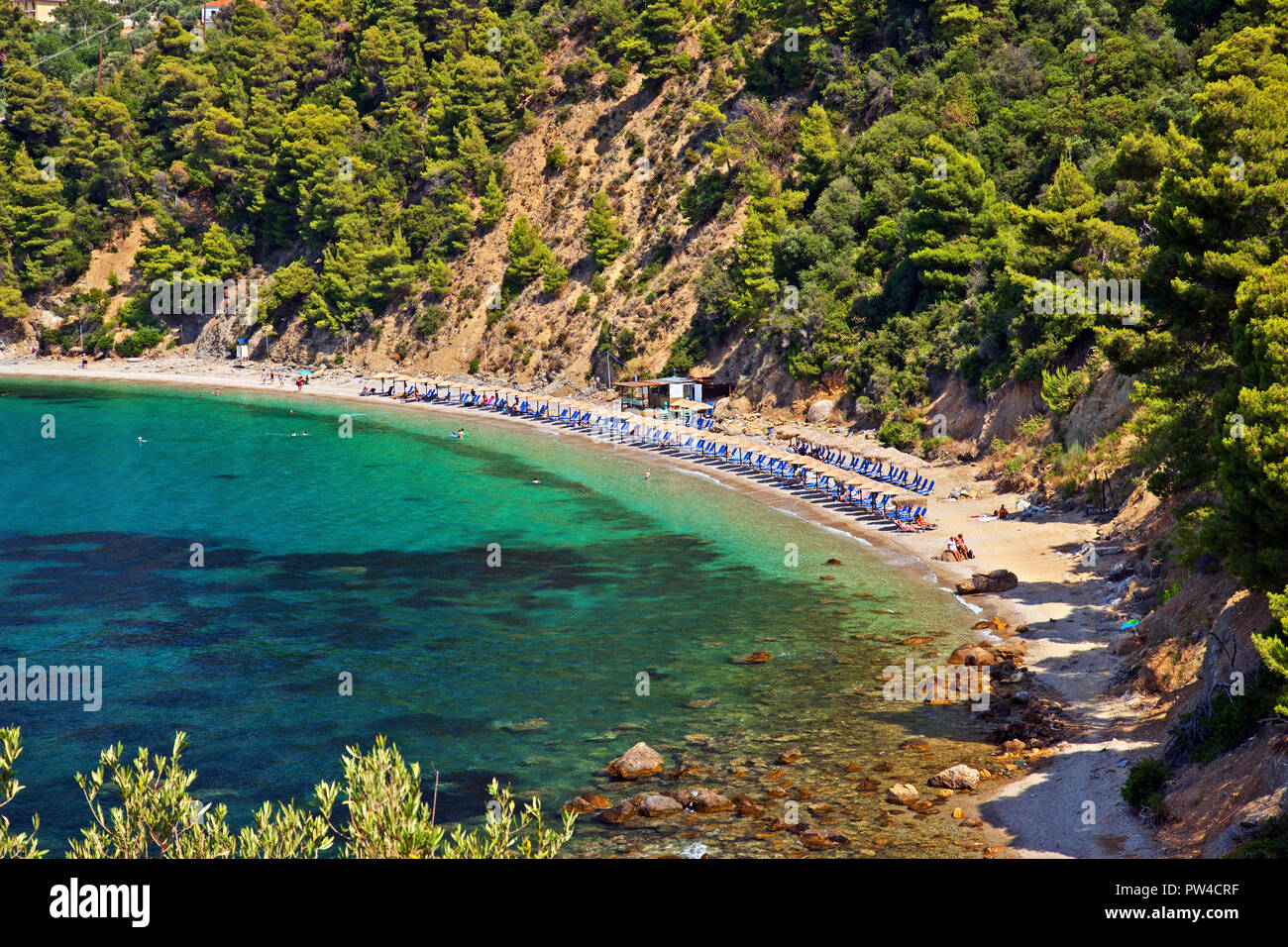 Stafylos beach, Skopelos island, Northern Sporades, Magnessia, Thessaly, Greece. Stock Photo