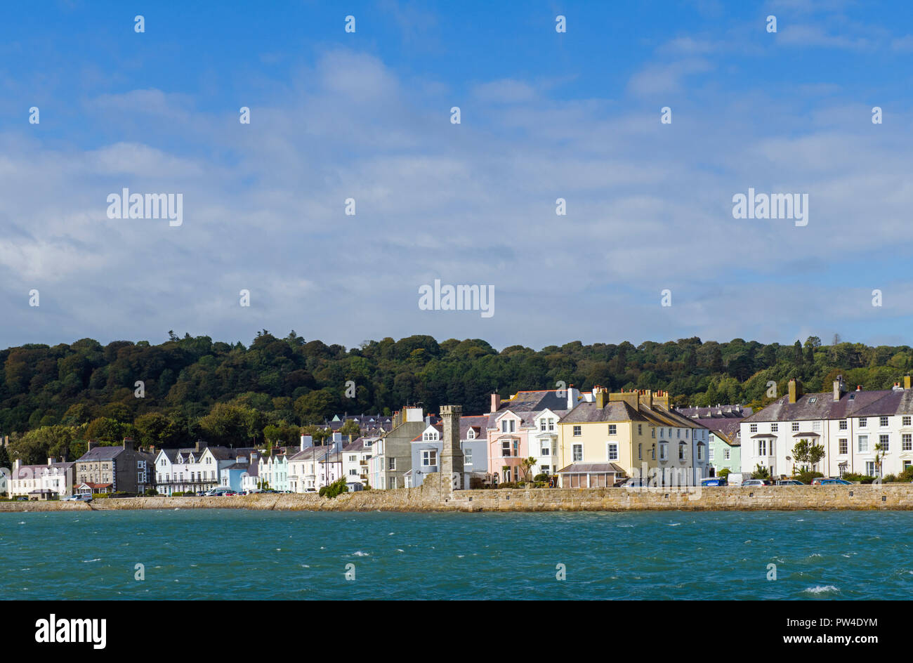 The seafront at Beaumaris on Anglesey photographed from Beaumaris pier Stock Photo