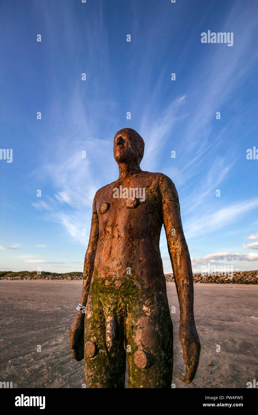 'Another Place' by Antony Gormley Iron Man statues on Crosby Beach