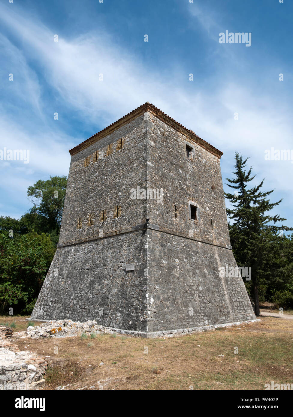 The Venetian Tower, The Butrint National Park, Vlore County, The Republic of Albania. Stock Photo