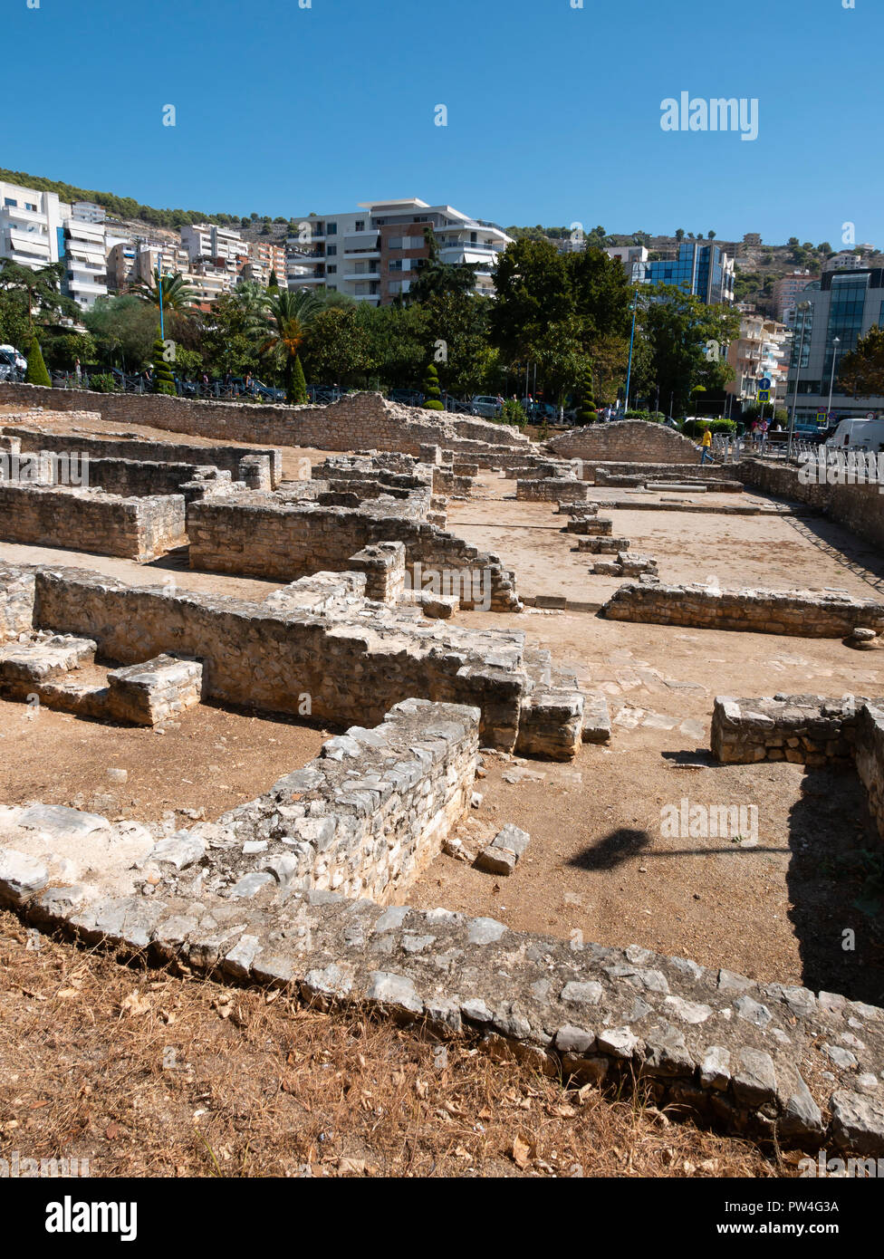 Ruins of the old synagogue, Saranda, Vlore County, The Republic of Albania. Stock Photo