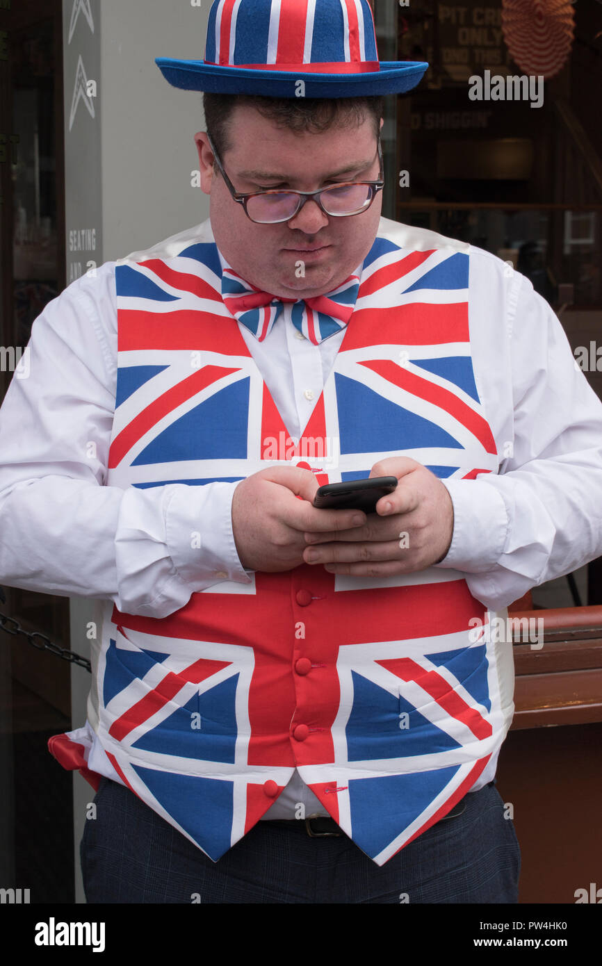 Patriotic person man wearing Union Jack clothes for Princess Eugenie of ...