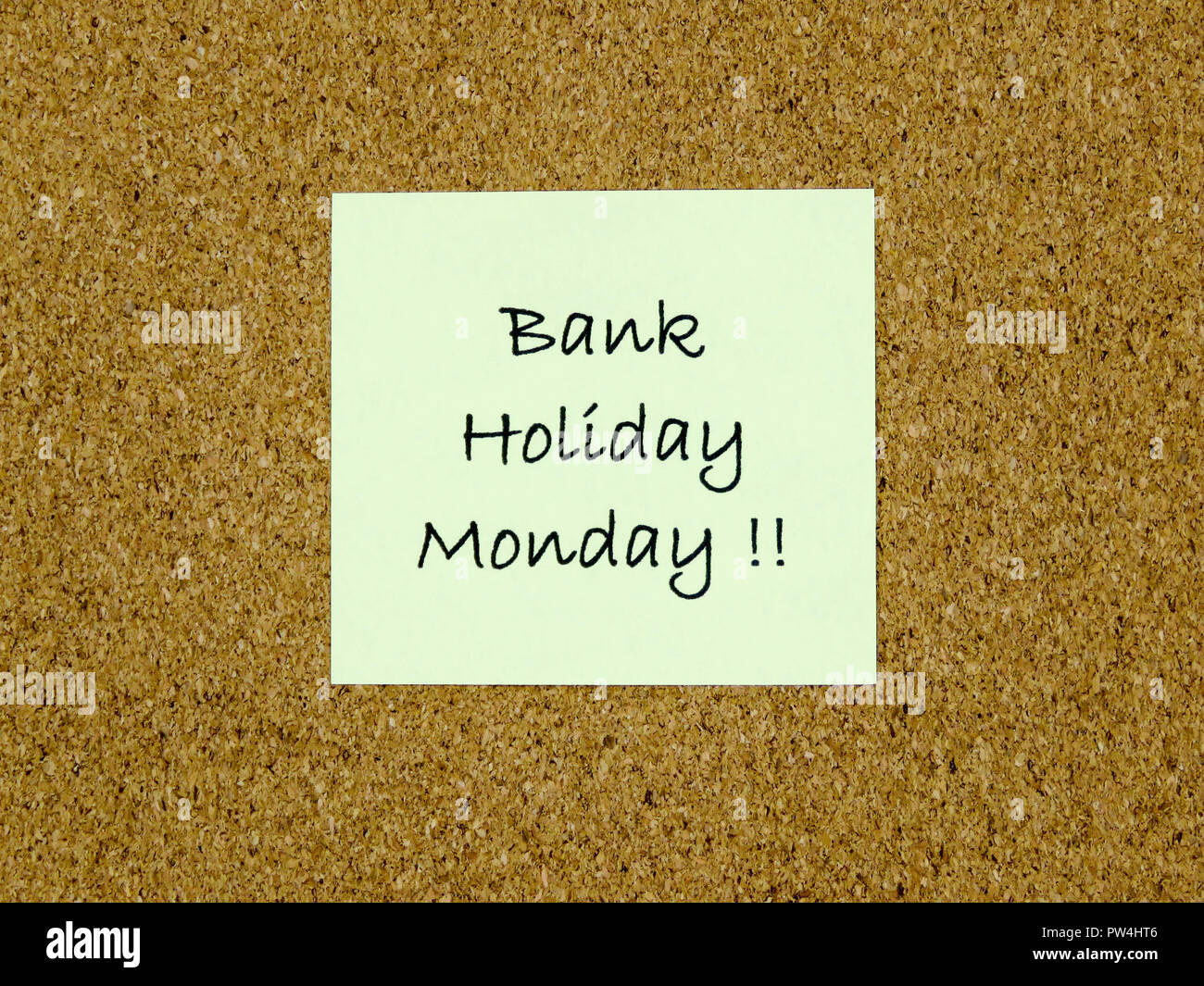 A Yellow Sticky Note With Bank Holiday Monday Written On It On A