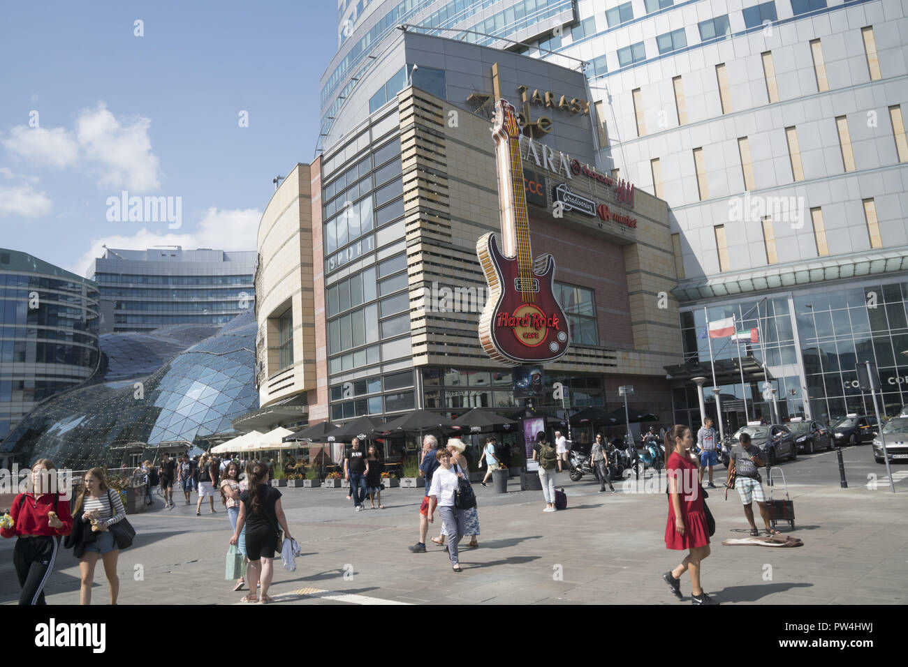 The Hard Rock Cafe" has a home in the Złote Tarasy, a commercial, office,  and entertainment complex in the center of Warsaw, Poland, located next to  the Warsaw Central railway station between