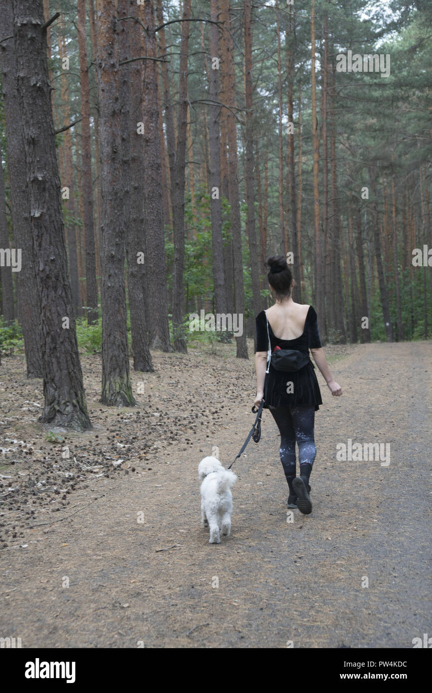 Woman walks with her dog, Zielona Gora, Poland Stock Photo - Alamy