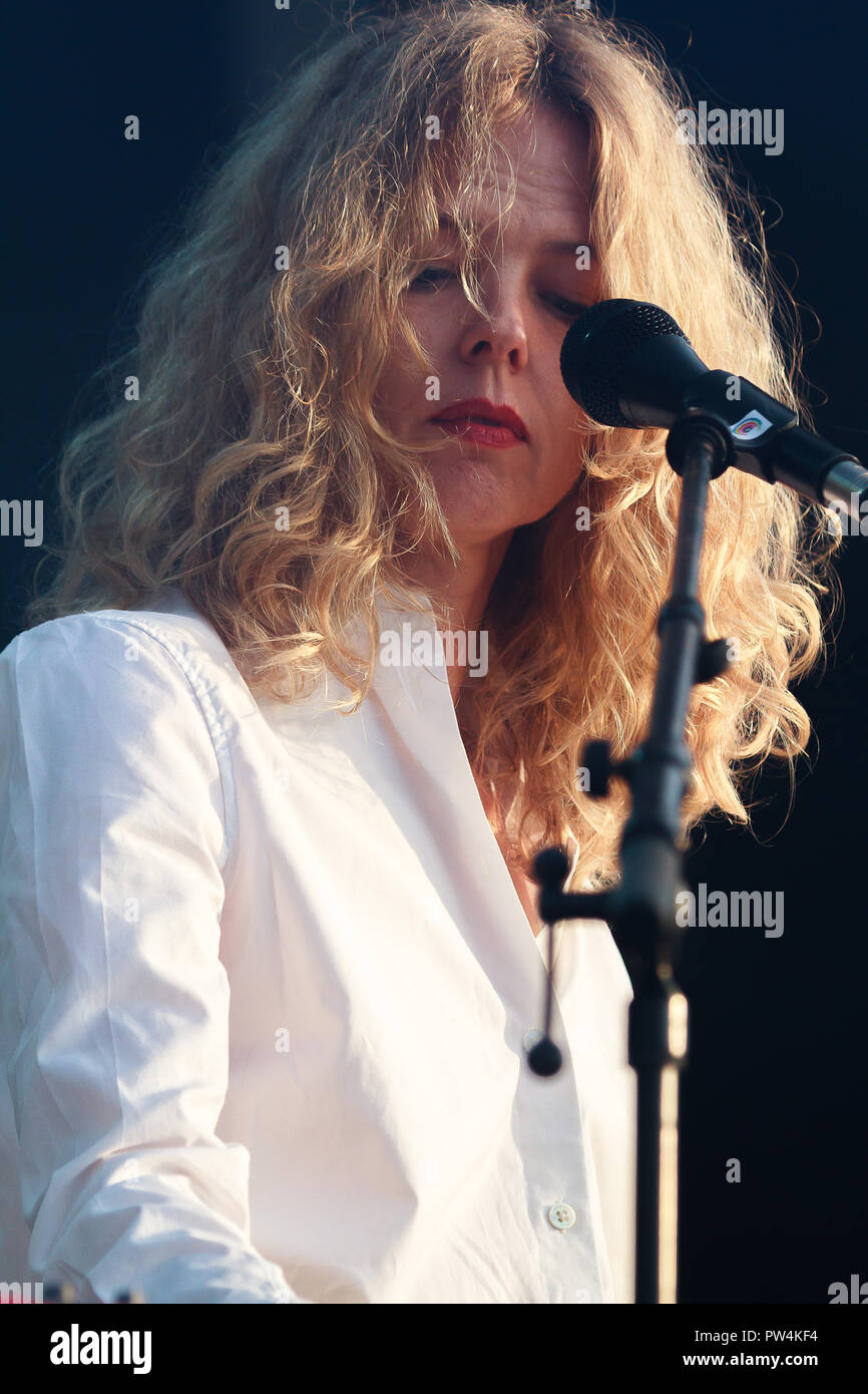 Concierto de Christina Rosenvinge en el Festival de la luz 2018 Galicia Stock Photo