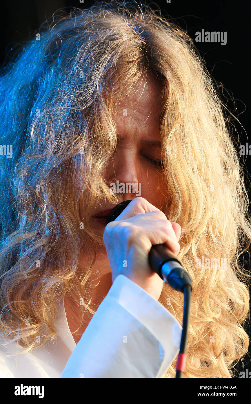 Concierto de Christina Rosenvinge en el Festival de la luz 2018 Galicia Stock Photo