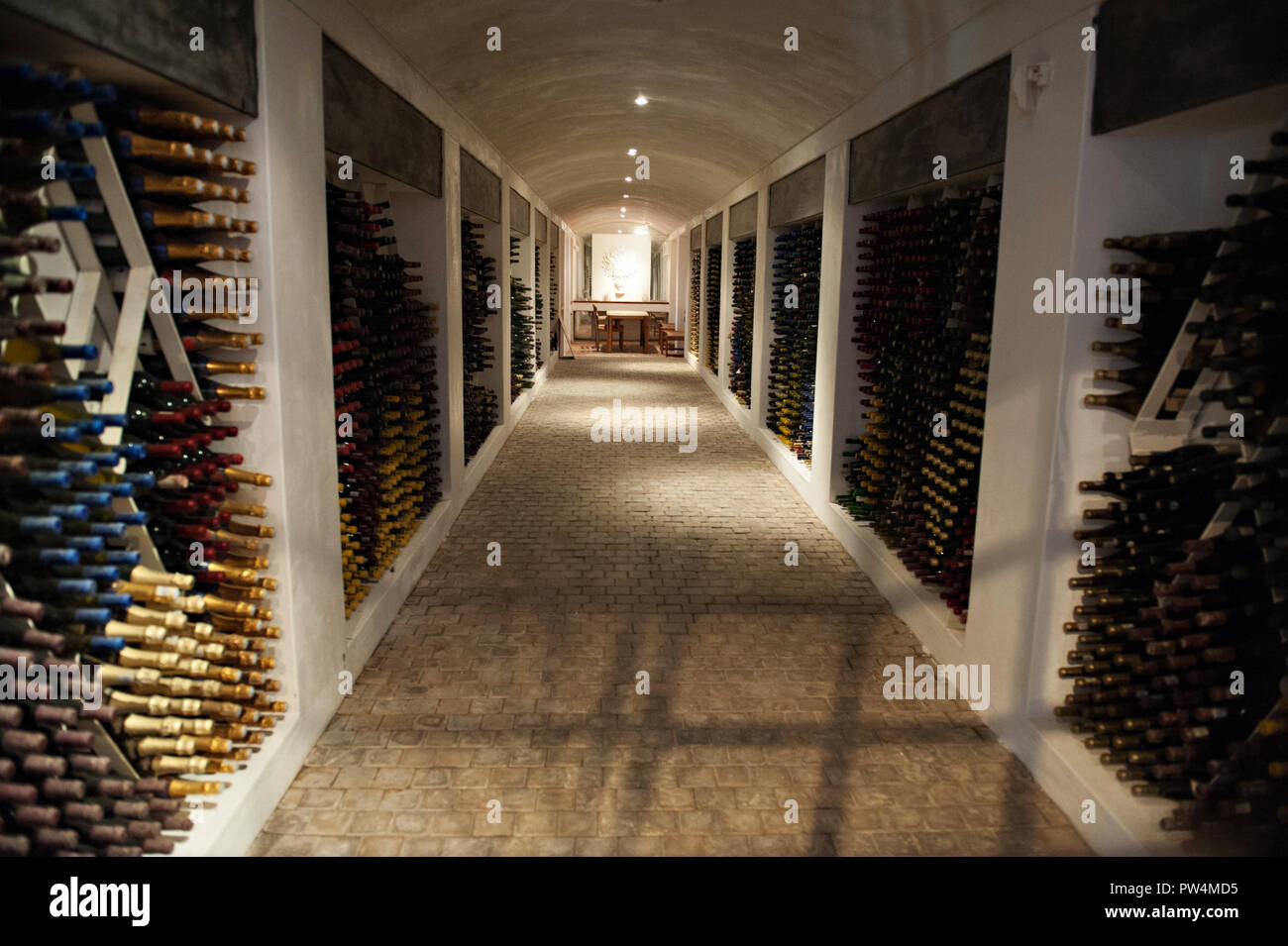 A wine cellar in the village of Franschoek in Cape town South Africa