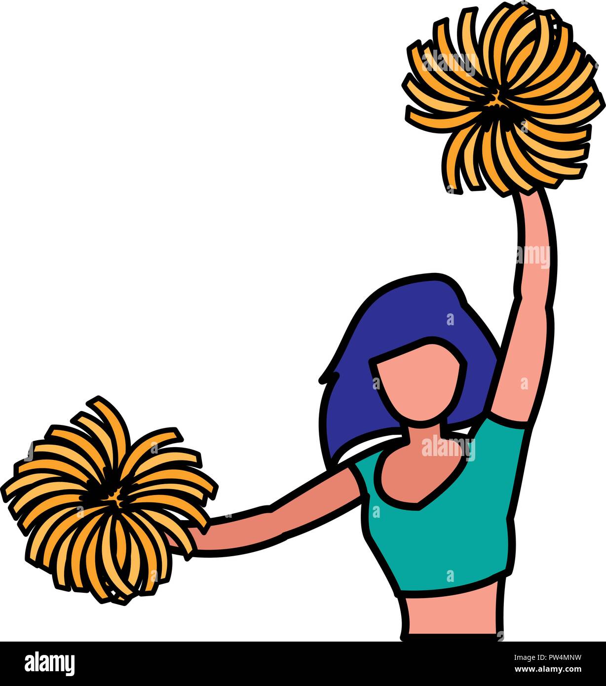 cheerleader with pom poms over white background, colorful design. vector illustration Stock