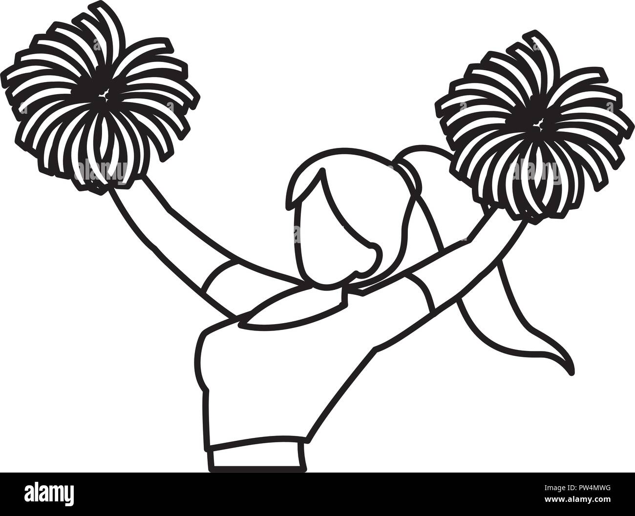 Cheerleader With Pom Poms Over White Background Vector Illustration Stock Vector Image Art Alamy