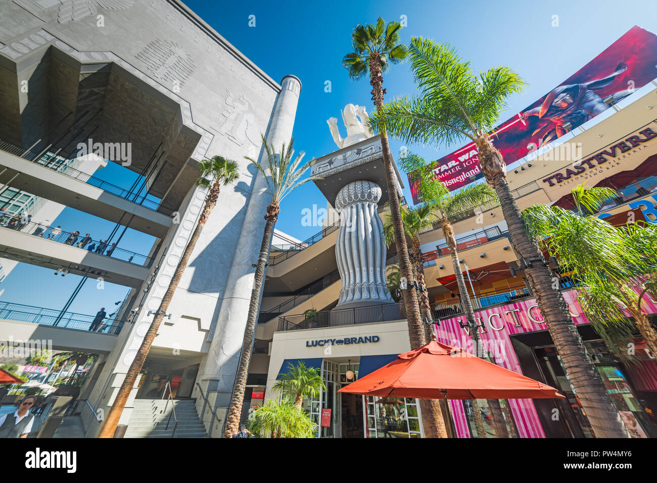 LOS ANGELES, CALIFORNIA - NOVEMBER 2, 2016: Hollywood & Highland mall on a sunny day Stock Photo