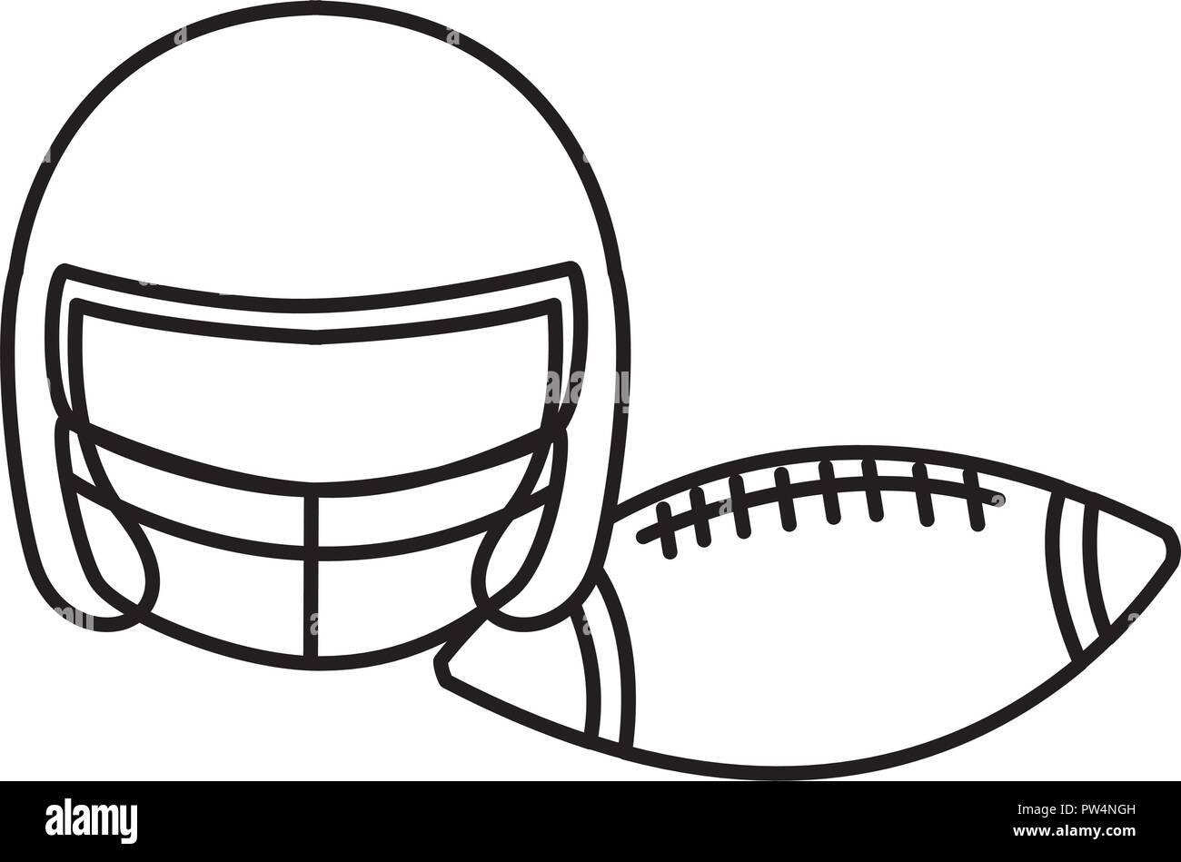 american football helmet and ball over white background, vector illustration Stock Vector