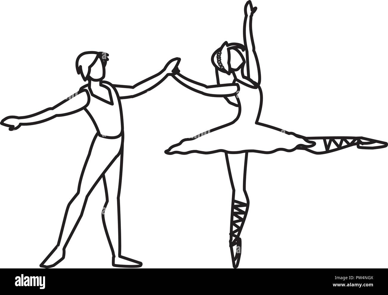 ballet couple of dancers dancing over white background, vector ...