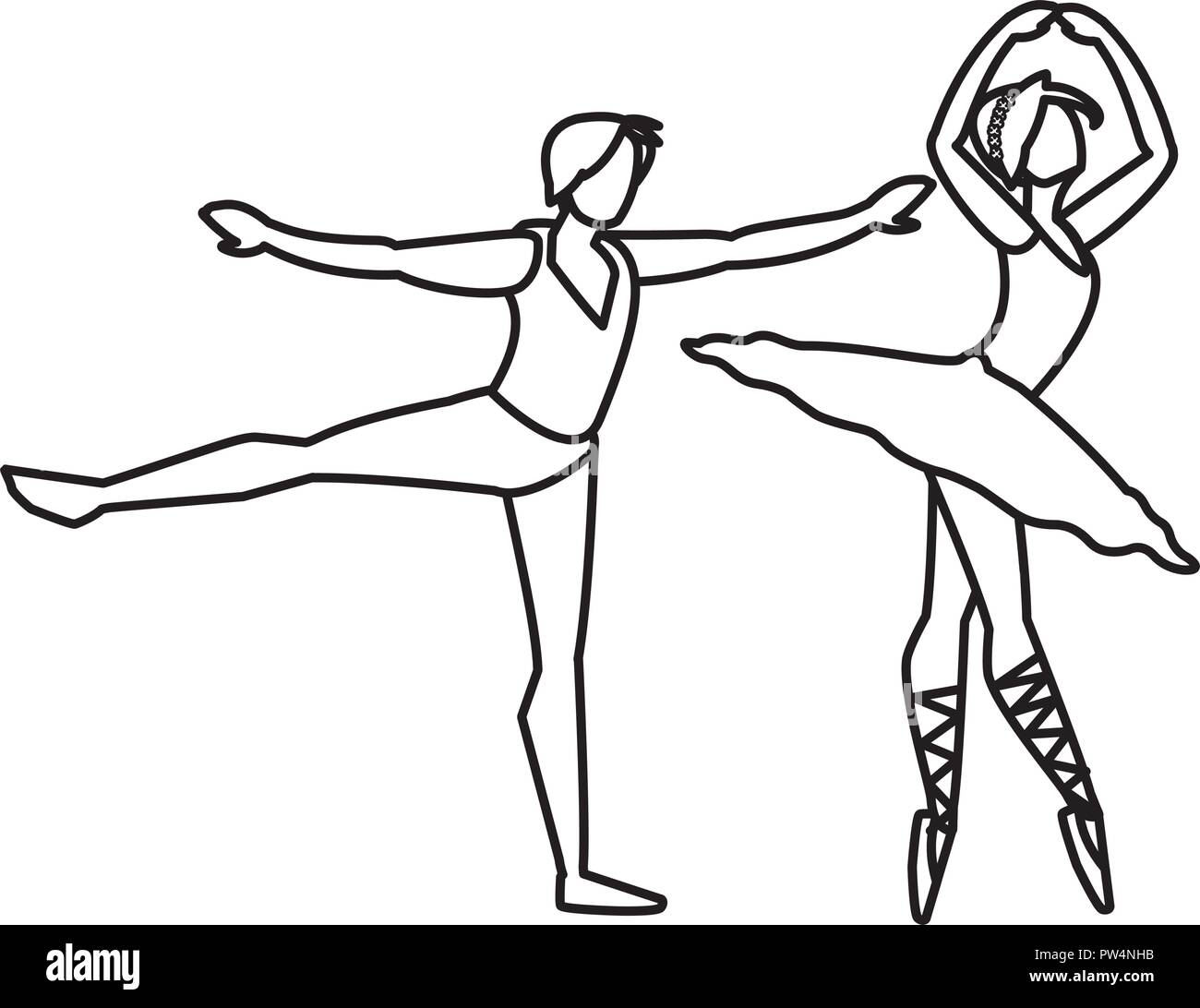 avatar ballet couple of dancers dancing over white background, vector ...