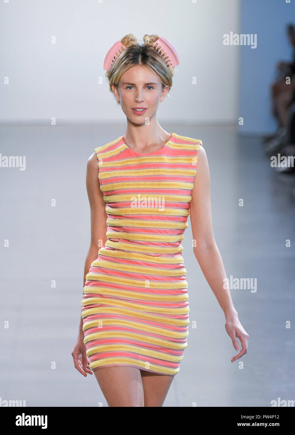 New York, NY - September 12, 2018: Model walks the runway for Marcel Ostertag during New York Fashion Week Spring/Summer 2019 at Spring Studios Stock Photo