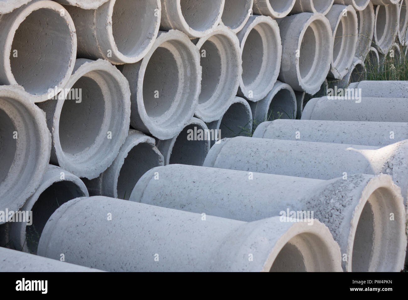 Concrete drainage pipes for industrial building construction Stock