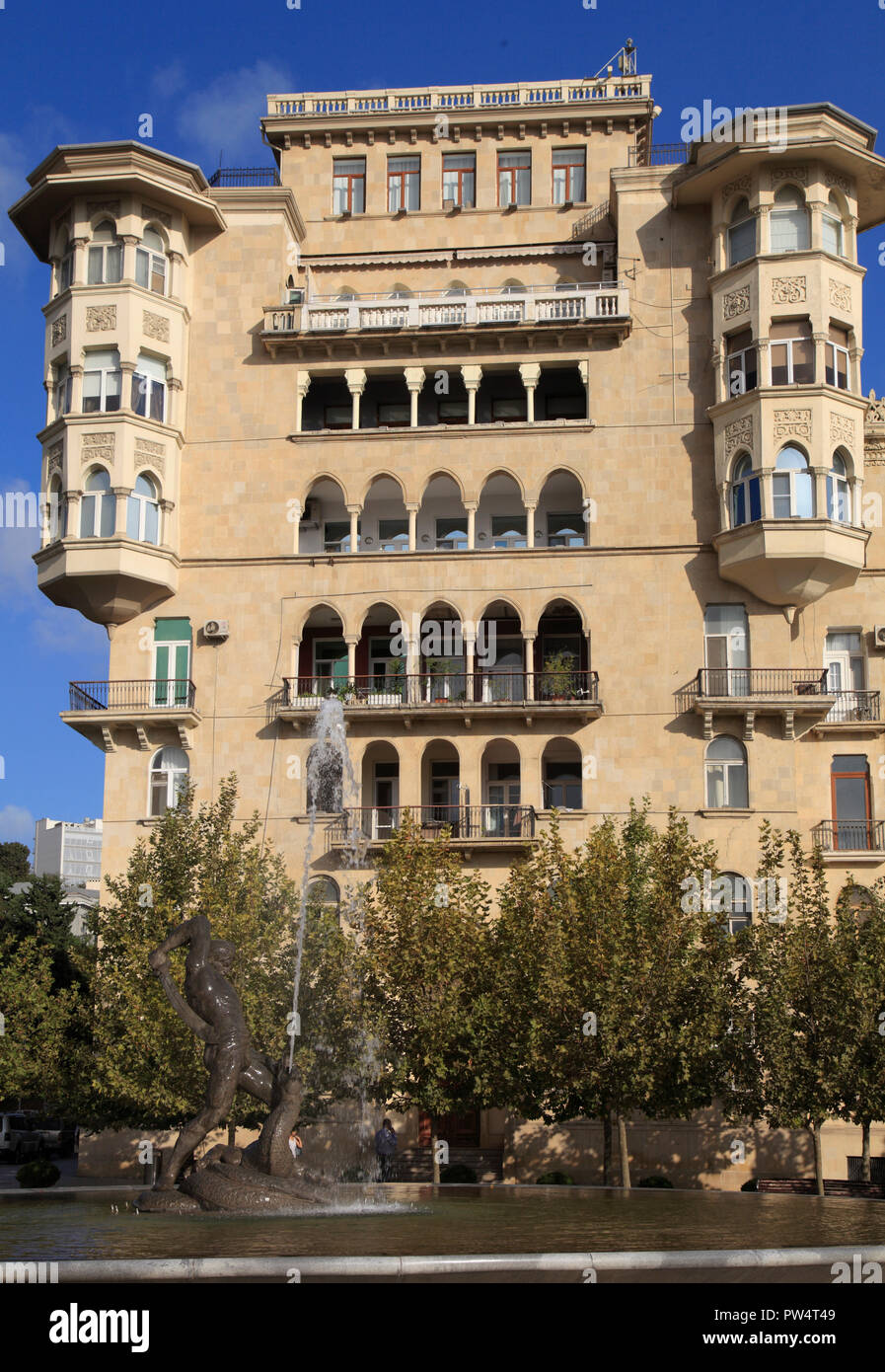 Azerbaijan, Baku, apartment building, historic architecture Stock Photo