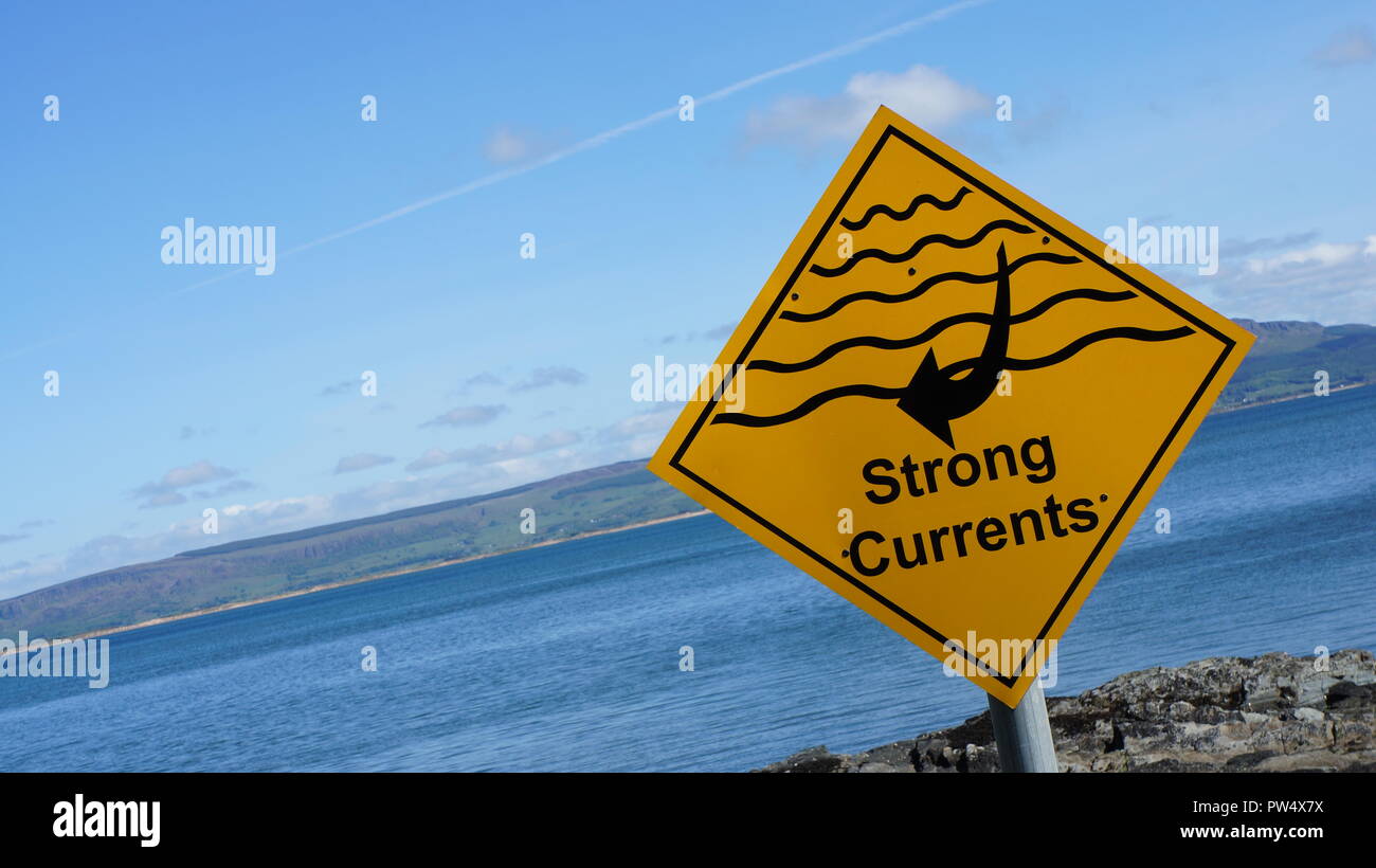 Strong Currents Warning Public Safety Signage Beach Stock Photo