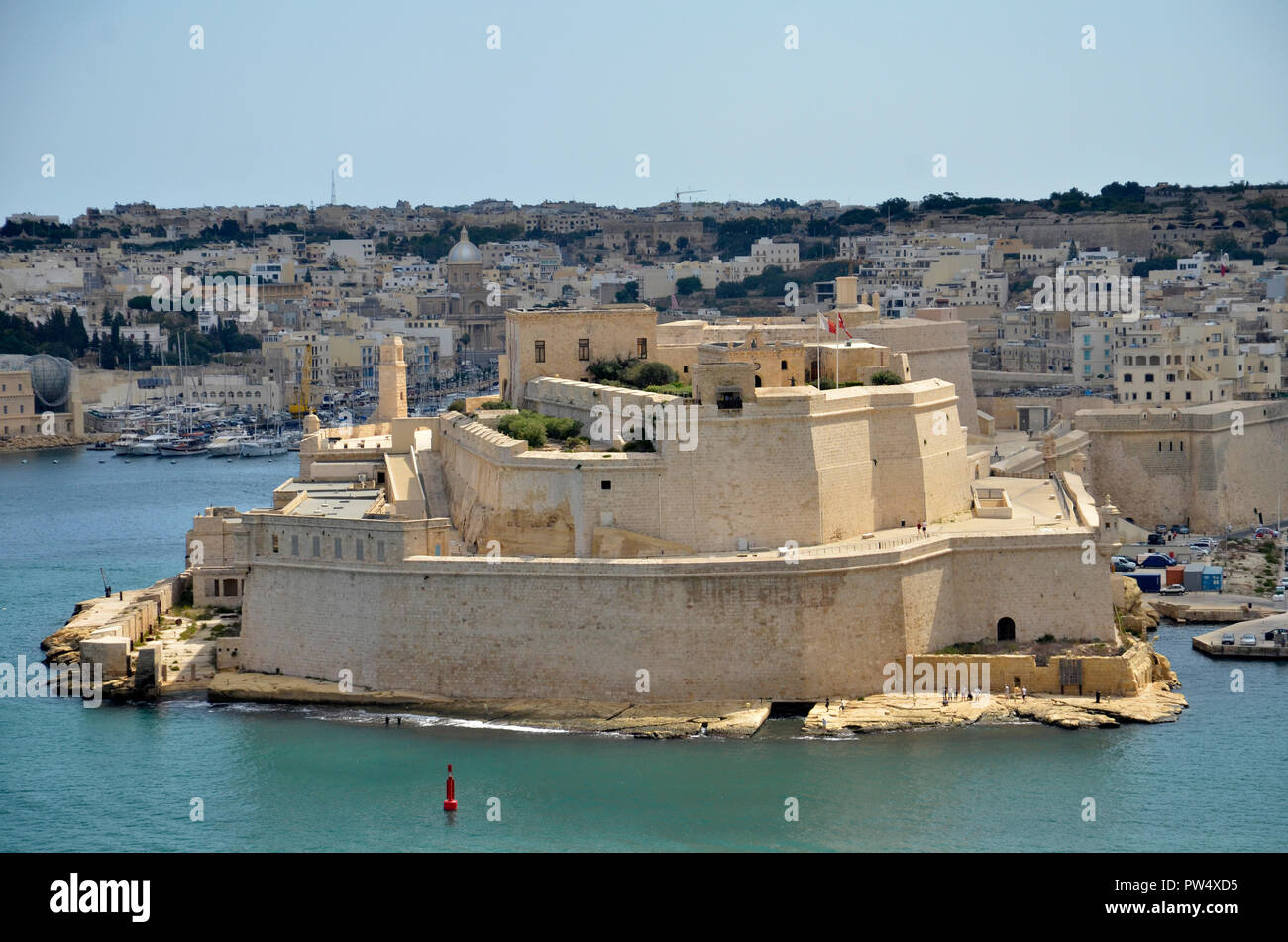 Fort St. Angelo on the Grand Harbour in the Three Cities district of Birgu in Malta Stock Photo