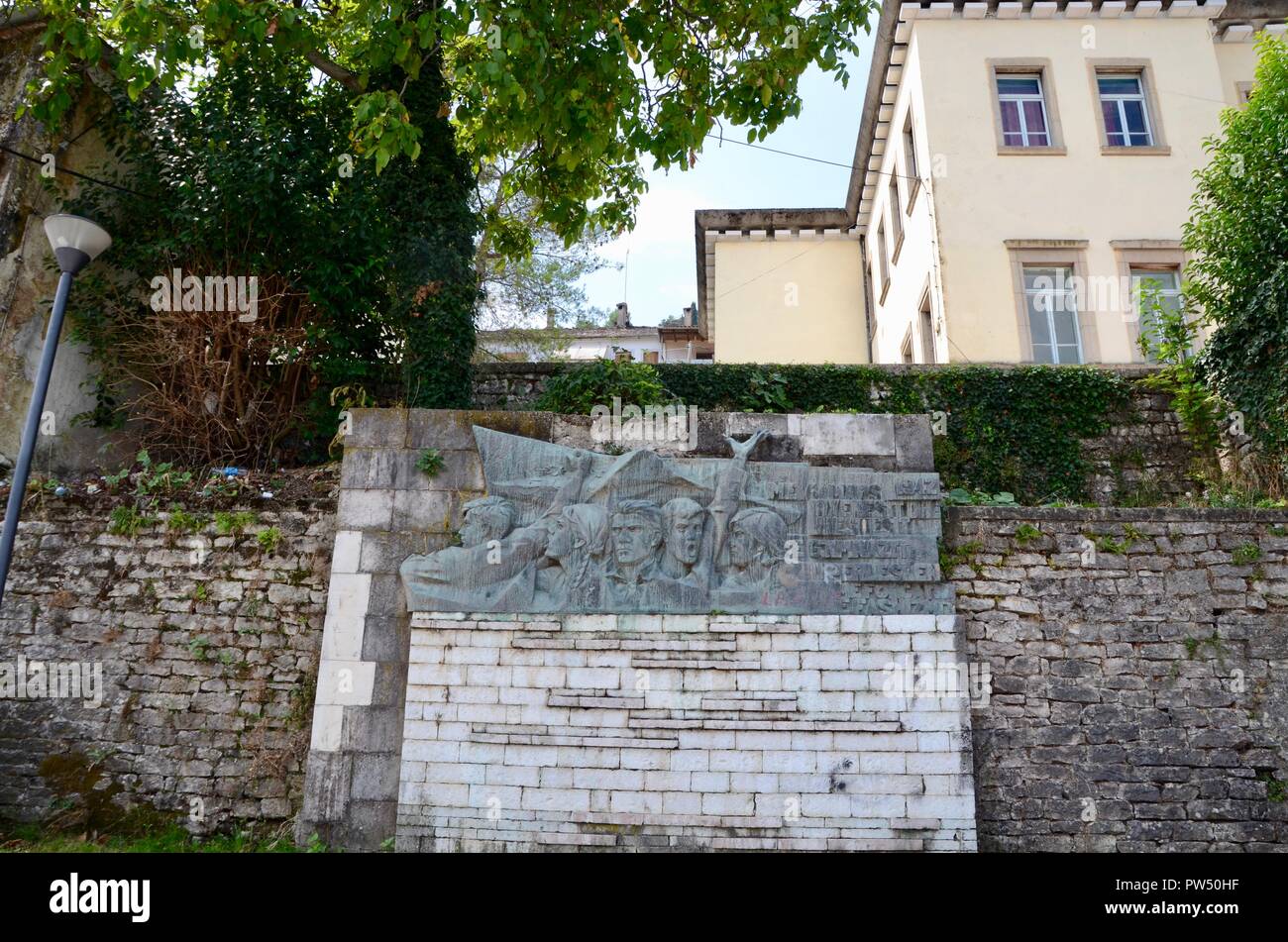 monument from communist era to partisan fighters gjirokaster albania Stock Photo