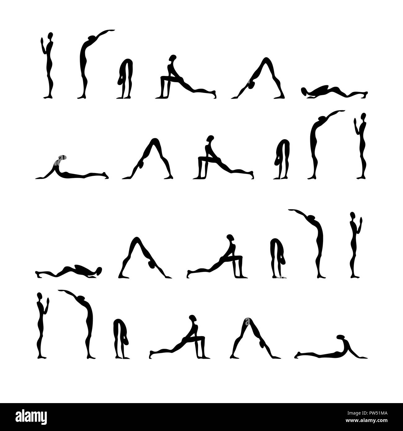Yoga for beginners poses stick figure set Stock Vector Image & Art