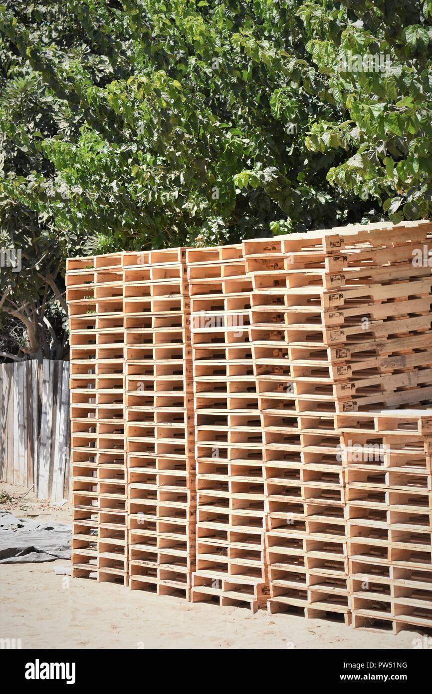 Pallets for shipping farm goods to market Stock Photo Alamy