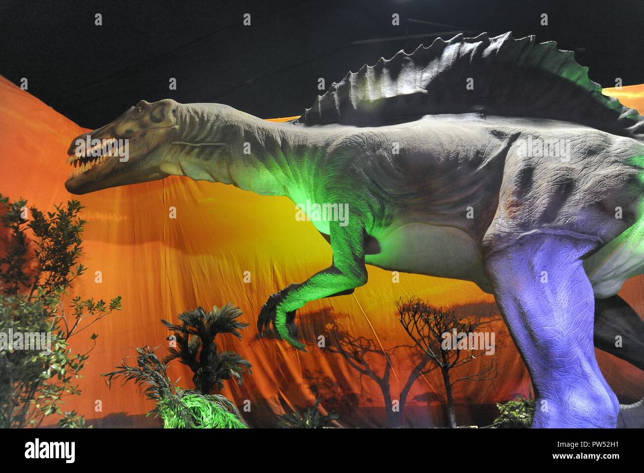 Milan (Italy), exhibition of prehistoric animals reproduced in full size; Spinosaurus (Spinosaurus aegyptiacus) Stock Photo