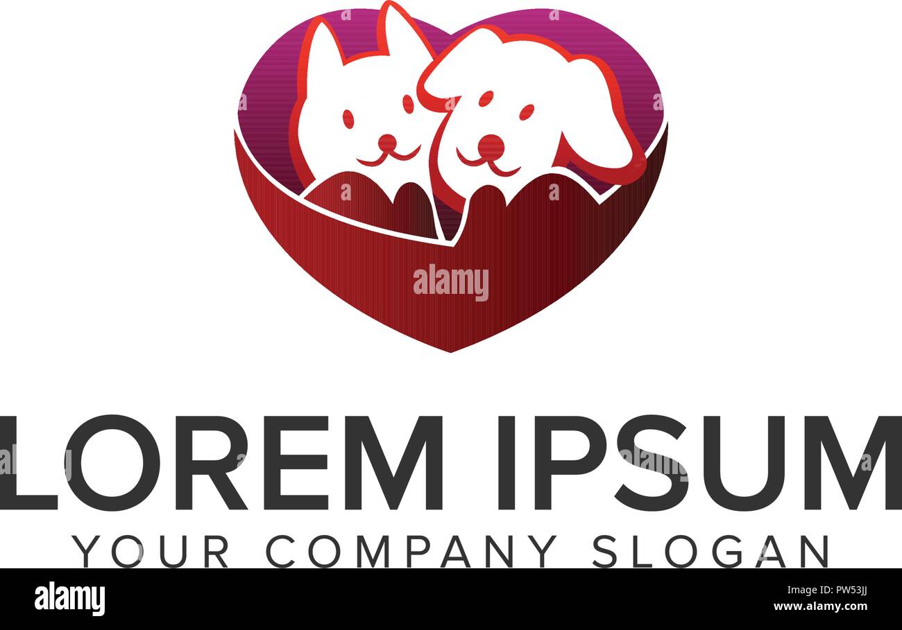 love cat dog care logo design concept template Stock Vector