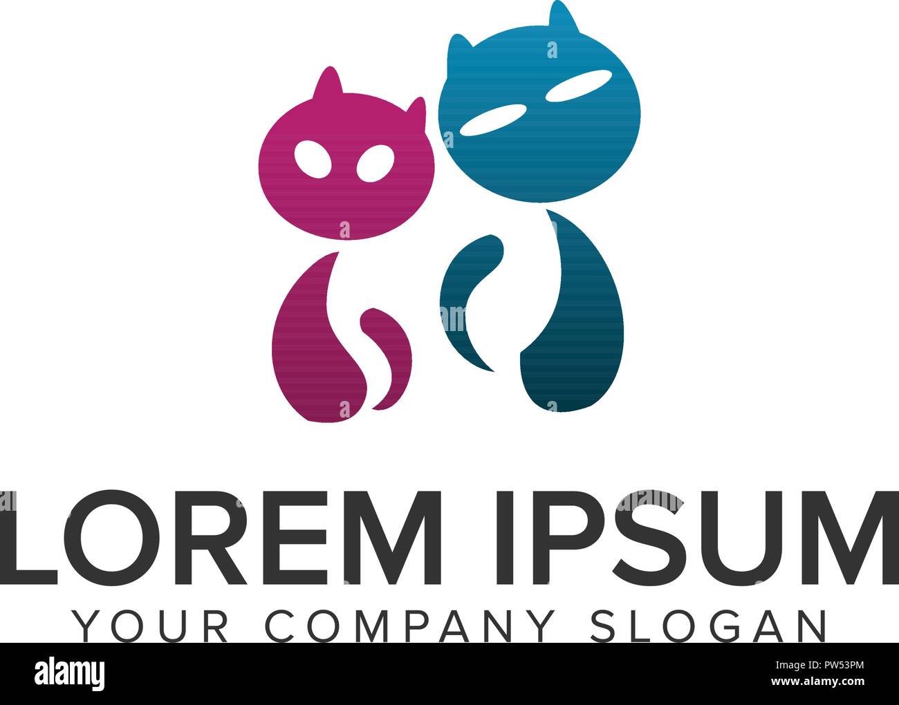 couple cat logo design concept template. fully editable vector Stock Vector