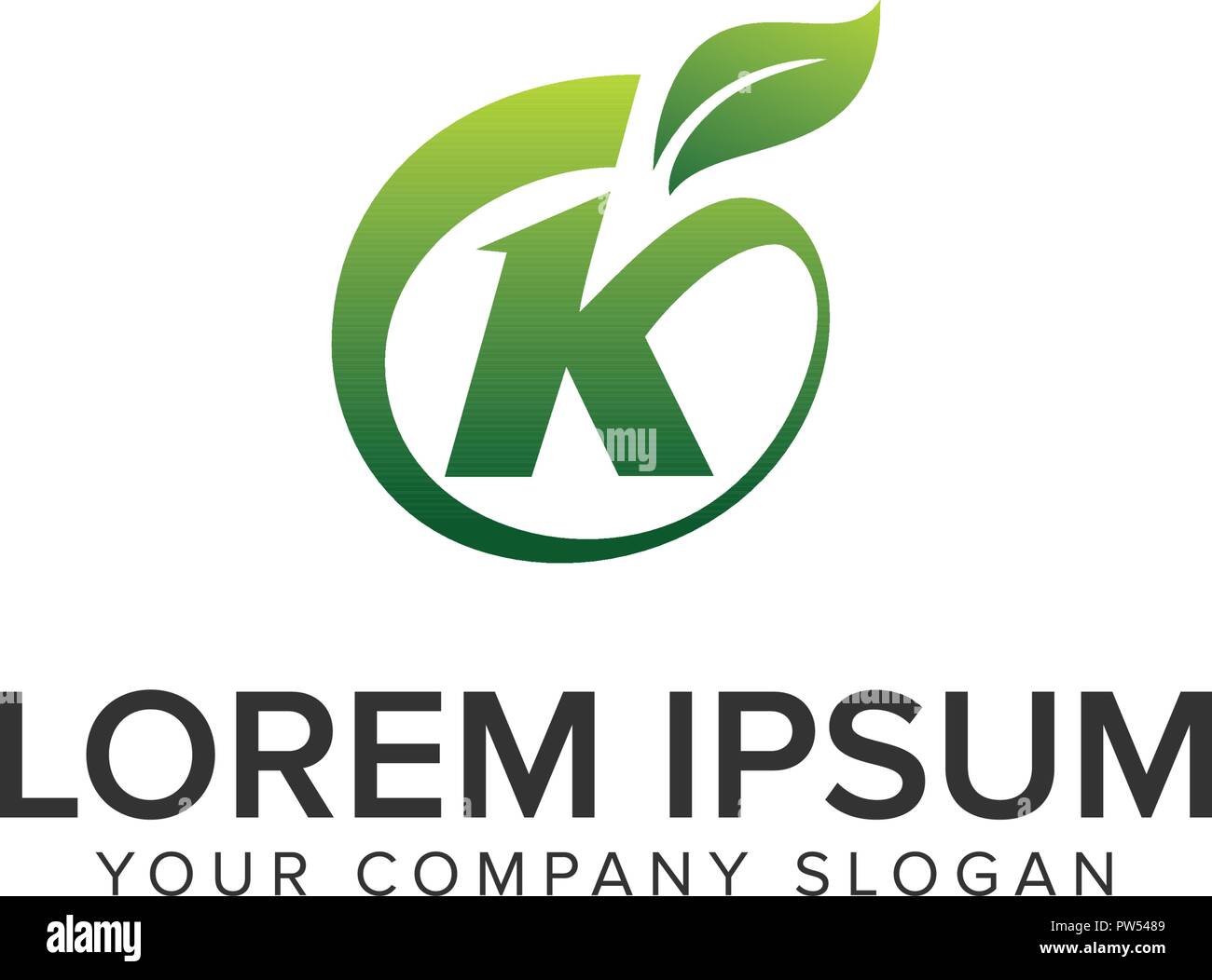letter K leaf logo design concept template. Stock Vector