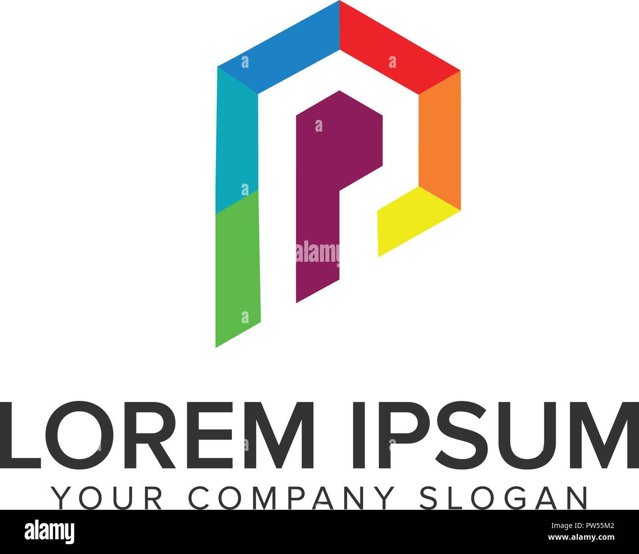 modern coloring letter P logo design concept template Stock Vector ...
