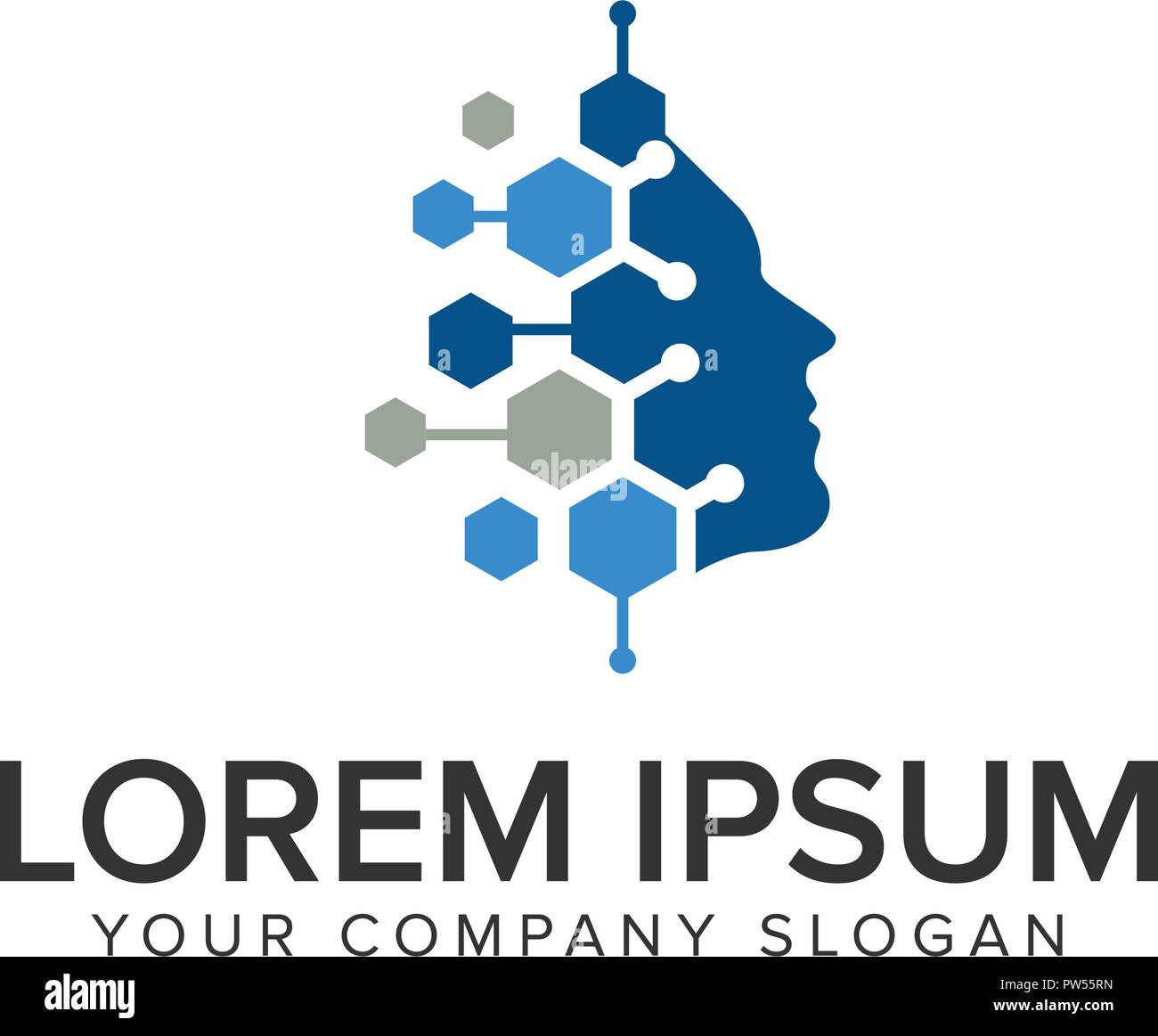 human intelegent technology logo design concept template Stock Vector ...