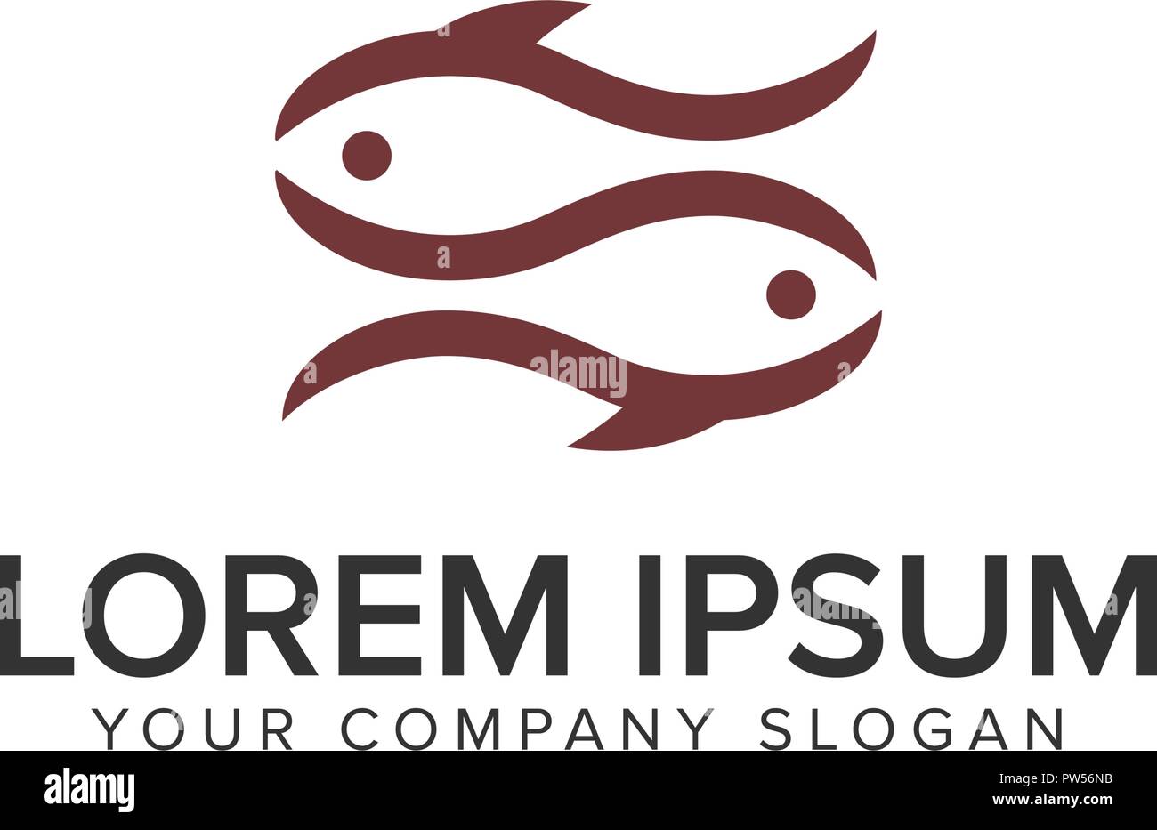 Couple fish logo design concept template. Stock Vector