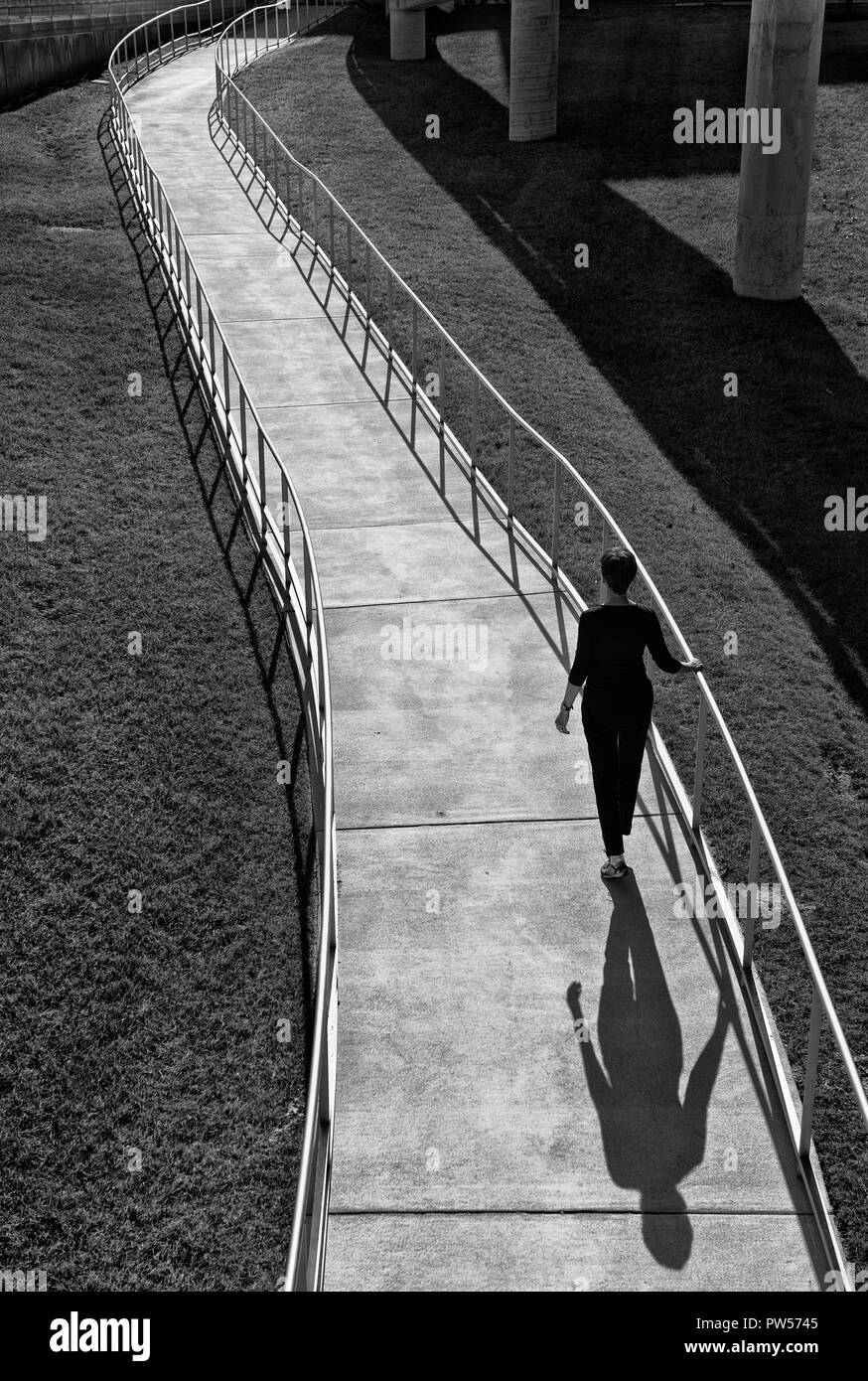 Person walking on pathway at Virginia Museum of Fine Arts in Richmond, Virginia. Stock Photo