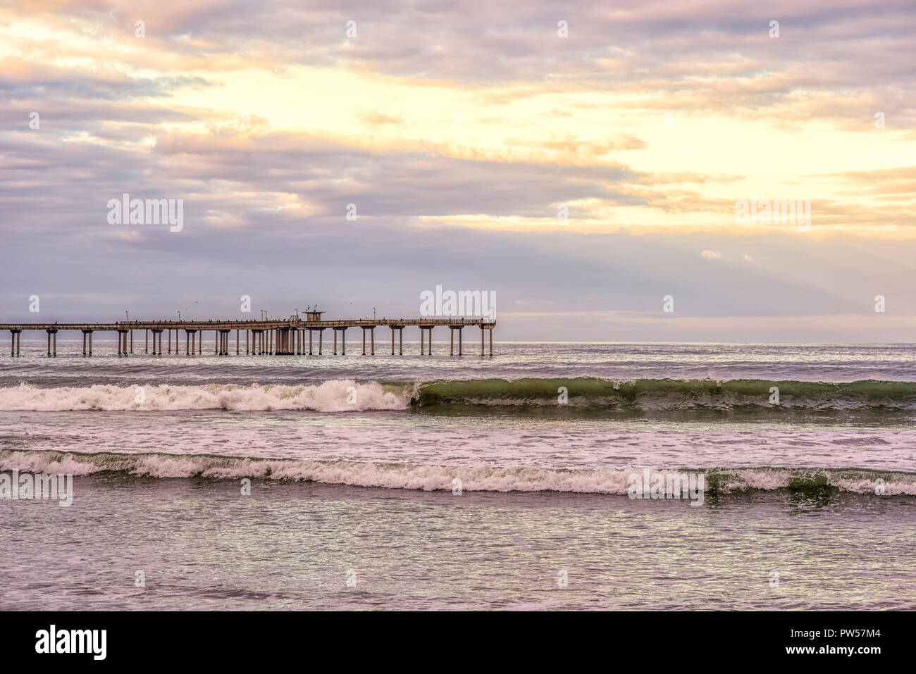 San Diego, California, USA. October morning sunrise at Ocean Beach with