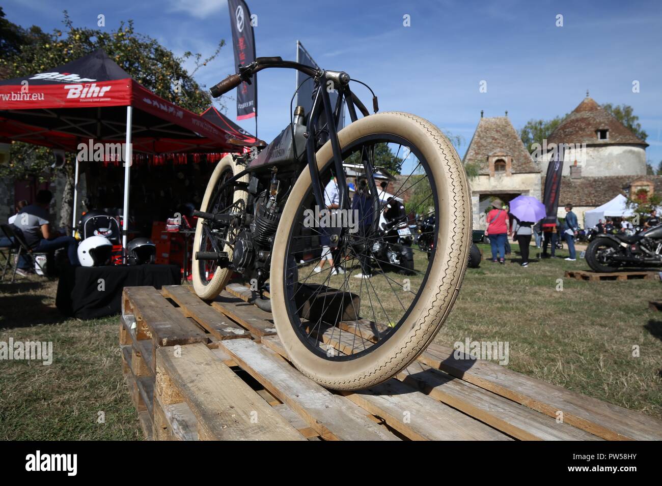 Hand Crafted Harley Davidson Board Racer at Château de Neuville in Gambais (78) – France. Stock Photo
